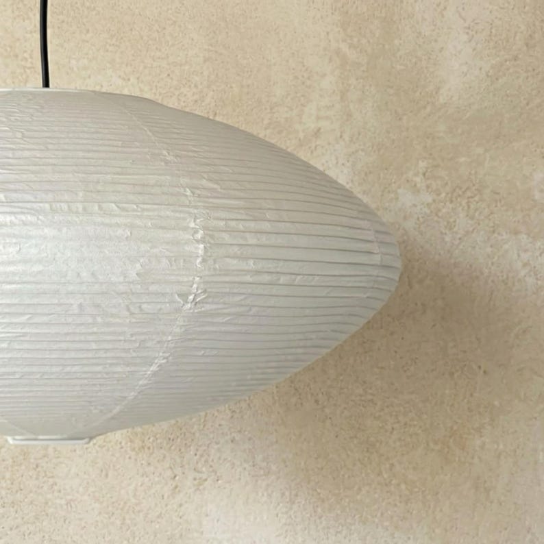 Oval Paper Lantern Lampshade, White Pendant Light Shade, Foldable Ceiling Lamp, Scandinavian Minimalist Hanging Light, Cozy Home Decor image 4