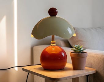WAVY X AMBER · Japandi Table Lamp · Warm Orange Glow · Handmade