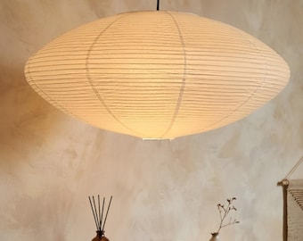 Oval Paper Lantern Lampshade, White Pendant Light Shade, Foldable Ceiling Lamp, Scandinavian Minimalist Hanging Light, Cozy Home Decor