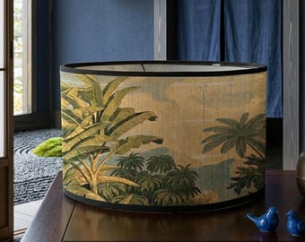 Bamboo Lampshade Table Lamp, Boho Fabric Lampshade, Natural Woven Light Shade, Rustic Bedside Lamp Cover, Japandi Home Decor