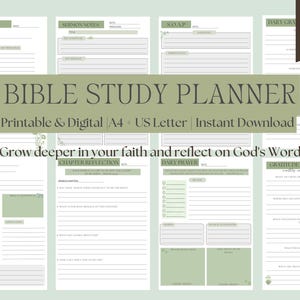 Bible Study Planner, Journal, SOAP Method, Sermon Notes (A4/US Letter)