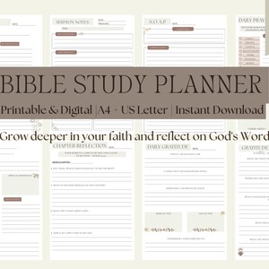 Christlicher Bibelstudienplaner, SOAP, Prayer Journal, Predigt Notizen (Digitaler Download)