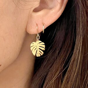 Monstera Leaf Earrings in Gold and Silver