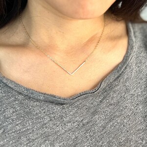 Chevron Hammered Gold Fill Bar Necklace also in Sterling Silver and Rose Gold Fill image 6