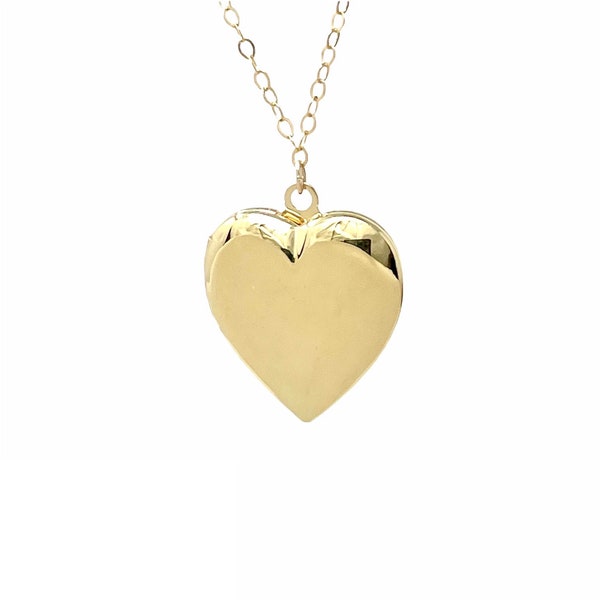 Large Gold Heart Locket Necklace - Minimalist Handmade Jewelry -  Everyday Locket - Custome Handmade Jewelry