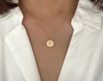 Gold Fill Wheel Disc Circle Necklace also in Rose Gold Fill & Sterling Silver