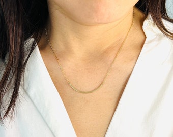 THIN Hammered Curved Gold Fill Bar Necklace also in Sterling Silver and Rose Gold and 14k Gold