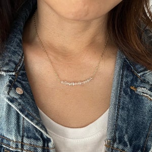 Tiny Herkimer Diamond Beaded Necklace available in gold, rose gold, or silver