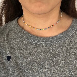 Bunte Saatperlen Gold fill Halskette auch in Sterling Silber und Roségold Füllung