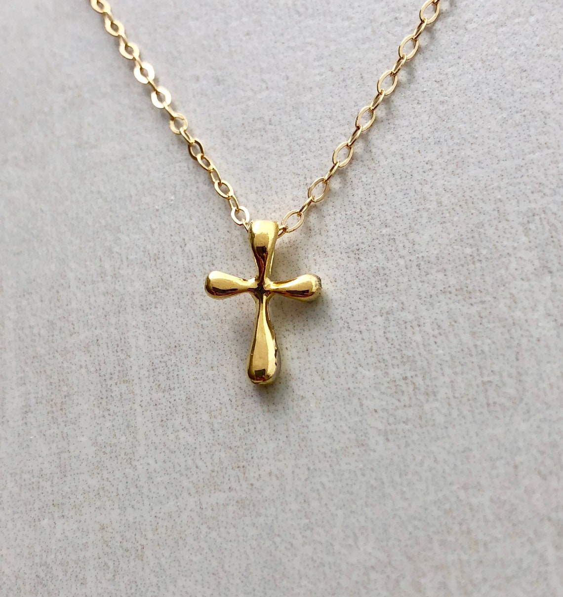 Small Gold Cross Necklace Etsy