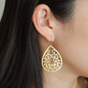 Gold Filagree Teardrop Earrings image 6