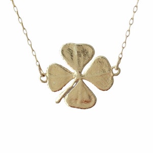 Double Connected Gold Four Leaf Clover Necklace also in sterling silver image 1