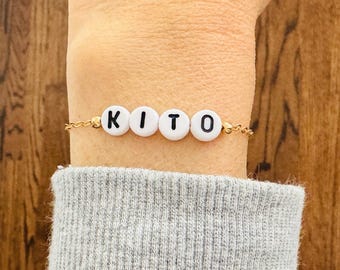 Custom Alphabet Letter Beaded Gold Bracelet – 14k Gold Fill, Sterling Silver, or Rose Gold – Personalized Letter Jewelry – Gift for Her