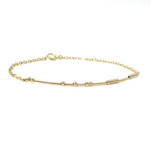 Custom Morse Code Bracelet – 14k Gold Fill Sterling Silver– Personalized Secret Message Jewelry – Dainty Minimalist Gift for Her Friendship