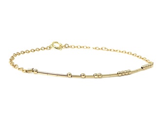 CUSTOM Morse Code Gold Fill Bracelet also available in Sterling Silver - Personalized Bracelet - Custom, Minimalist, Handmade Jewelry