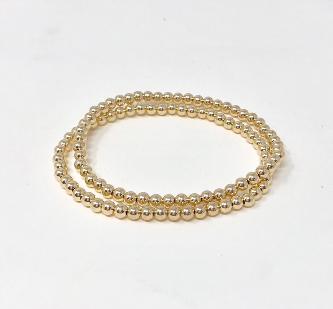 Custom Alphabet Letter Beaded Gold Bracelet Also Available in Silver Rose Gold - Personalized Name Bracelet