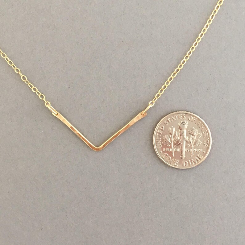 Chevron Hammered Gold Fill Bar Necklace also in Sterling Silver and Rose Gold Fill image 7