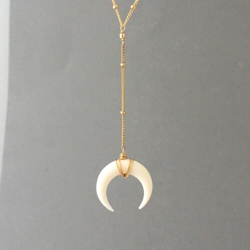 SMALL White Bone LARIAT Double Horn 
