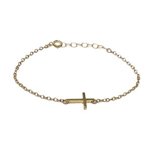 Tiny Gold Sideways Cross Bracelet Horizontal image 2