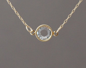 Clear Swarovski Crystal Gold Fill Necklace