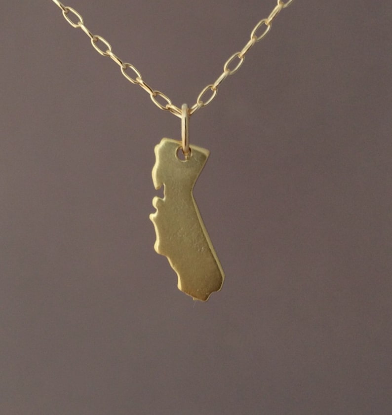 Tiny Gold CALIFORNIA State Necklace also in Silver and Rose Gold Fill image 2