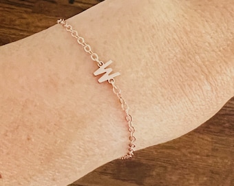 Initial Letter Bracelet available in Gold Fill, Rose Gold Fill and Sterling Silver - Personalized Gift, Custom Handmade Jewelry