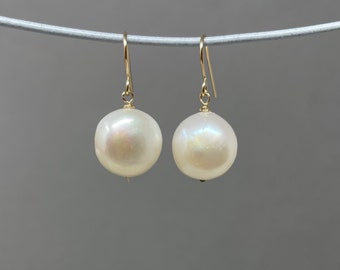 LARGE Pearl Drop Earrings in Gold Fill, Rose Gold Fill, or Silver