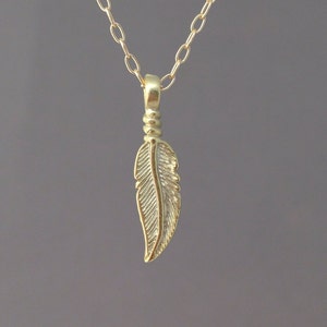 Cute Gold Feather Necklace also available in Silver image 1