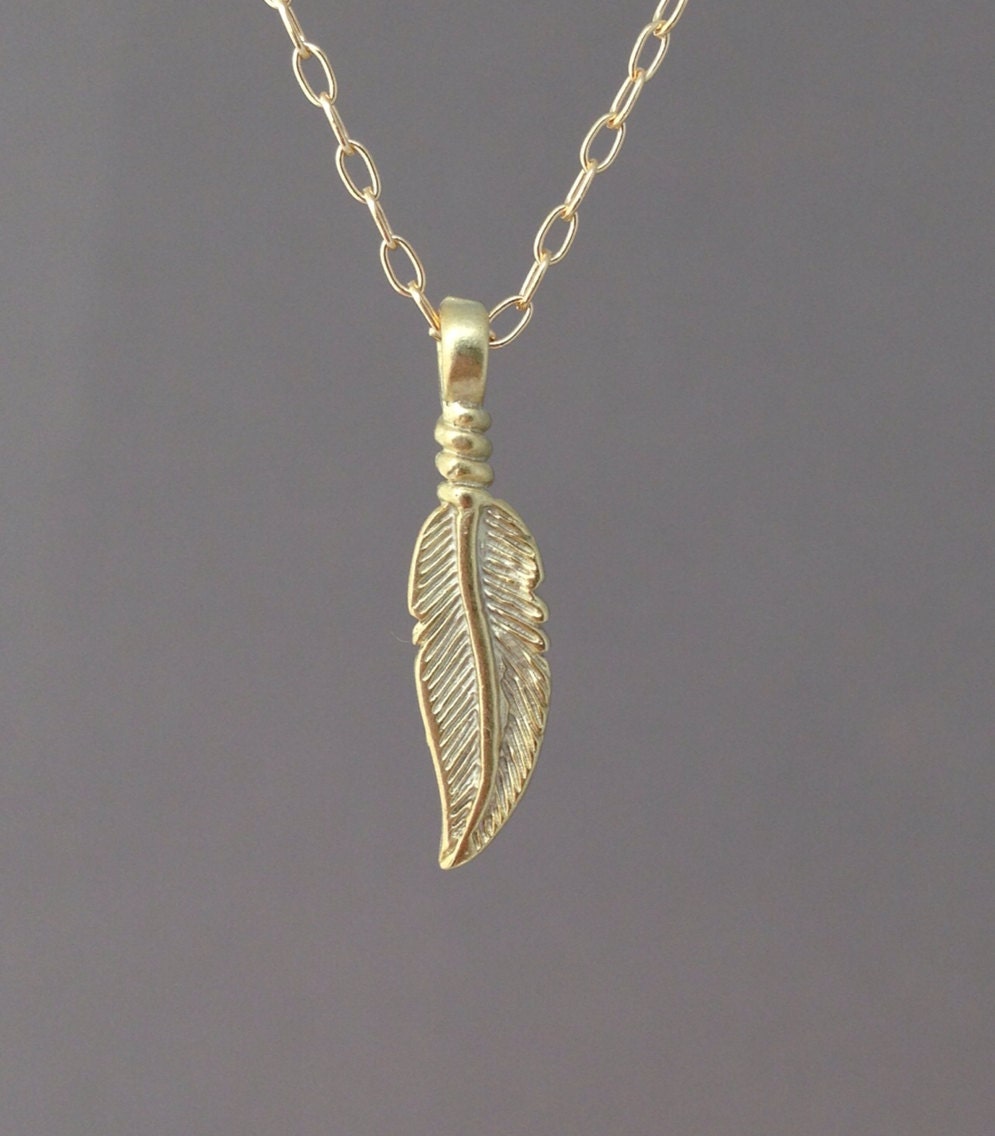 Cute Gold Feather Necklace also available in Silver | Etsy