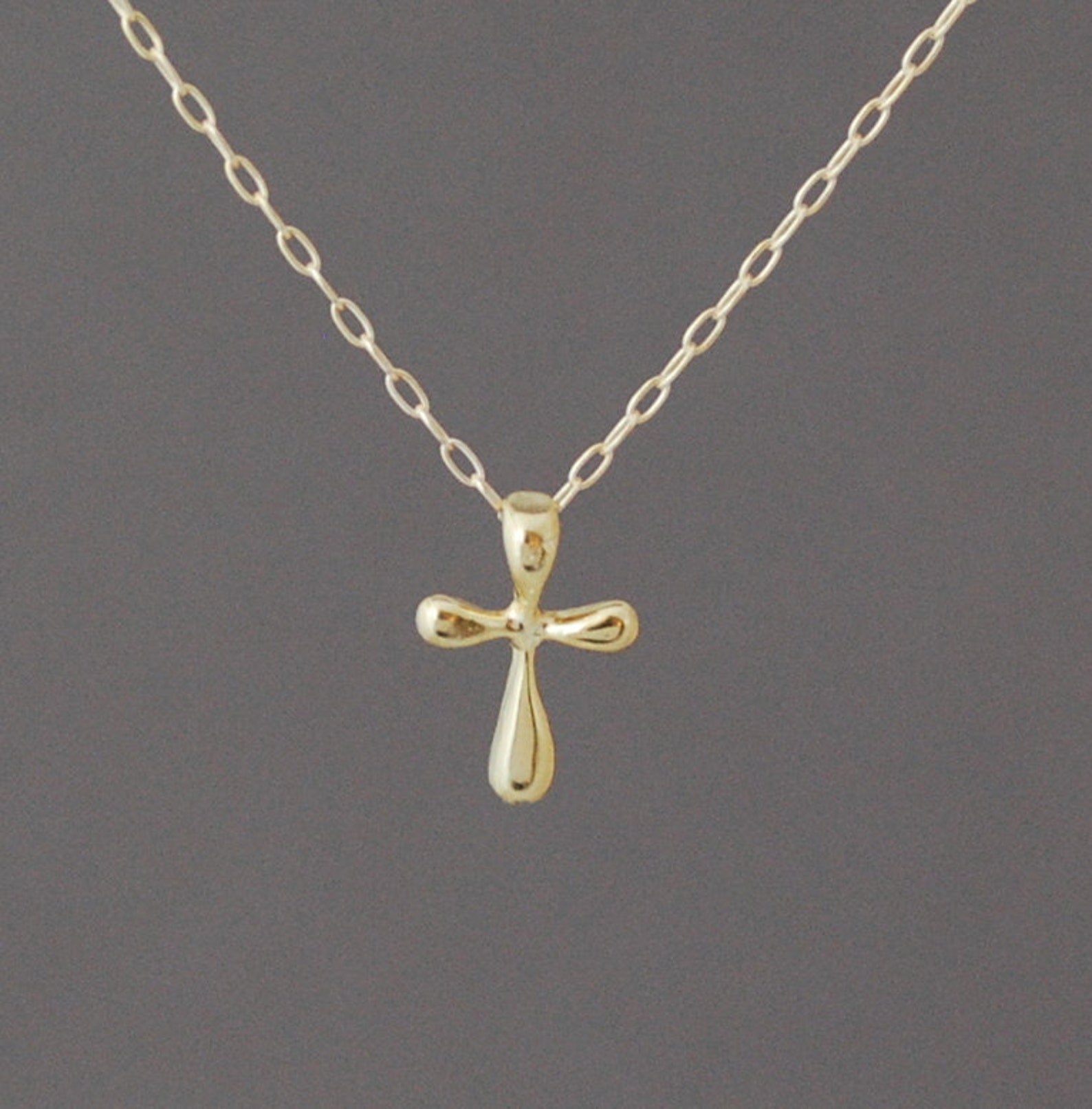 Small Gold Cross Necklace Etsy