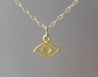 Tiny Gold Hamsa Necklace W/evil Eye Also in Silver | Etsy