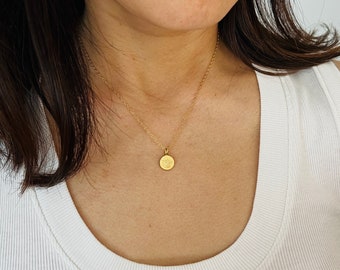 Tiny Gold Lotus Stamp Necklace also in silver