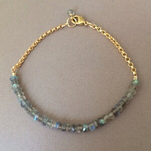 Labradorite Gemstone Beaded Gold Bracelet also available in Silver image 3