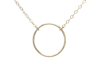 Eternity Circle Gold Fill ketting ook in Sterling Zilver en Rose Gold Fill - Aangepaste handgemaakte Karma Circle ketting