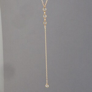 THREE Crystal Gold Y Lariat Drop Necklace also in Silver and Rose Gold image 2