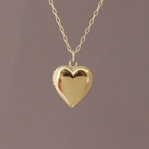 Small Gold Heart Locket Necklace Gold Locket Necklace Minimalist Handmade Jewelry image 2