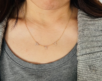 Spaced Letter Name Necklace – 14k Gold Fill, Rose Gold Fill, or Sterling Silver – Personalized Dainty Jewelry – Handmade Gift for Her