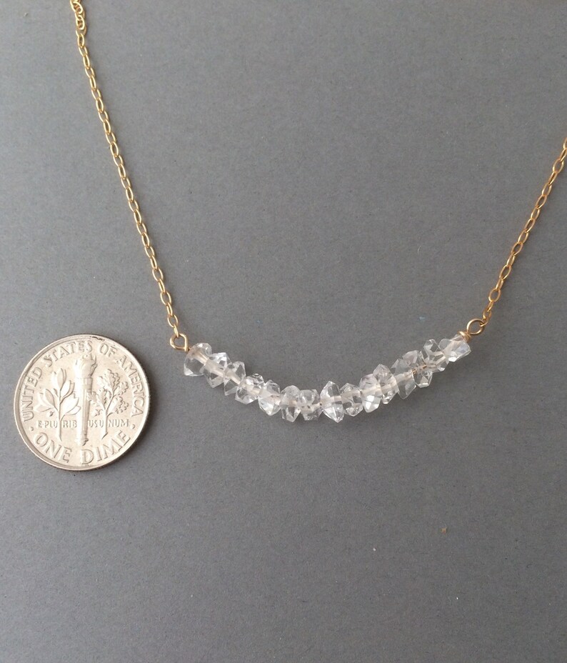 Herkimer Diamond Beaded Necklace available in gold rose gold or silver