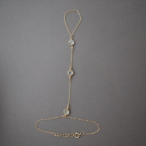 Gold or Silver Hand Chain Harness with Three Swarovski Crystals image 2
