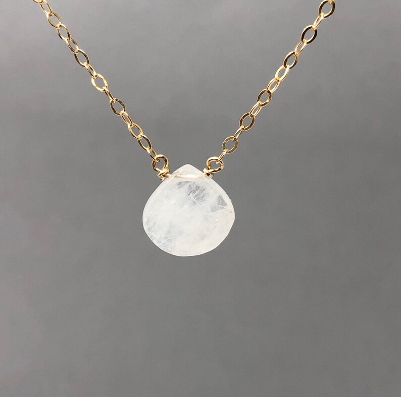 •STRAY• faceted rainbow moonstone teardrop + gold necklace (various lengths)