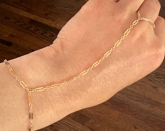 Gold Fill LACE Hand Chain Slave Bracelet Harness also in Sterling Silver