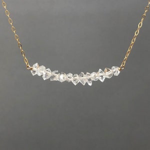 Herkimer Diamond Beaded Necklace available in gold, rose gold, or silver image 2