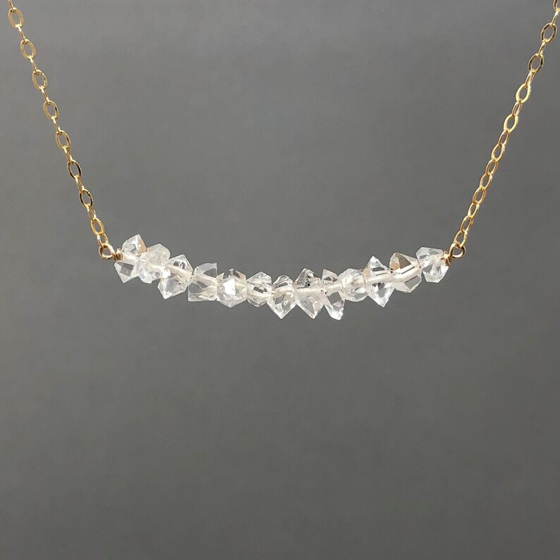 Herkimer Diamond Beaded Necklace available in gold rose gold or silver