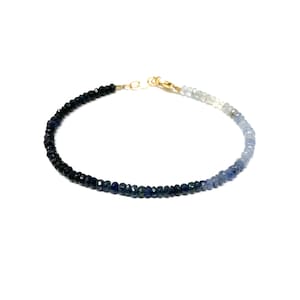 Blue Sapphire Gemstone Beaded Gold Bracelet also available in Silver - Custom Beaded Sapphire Bracelet