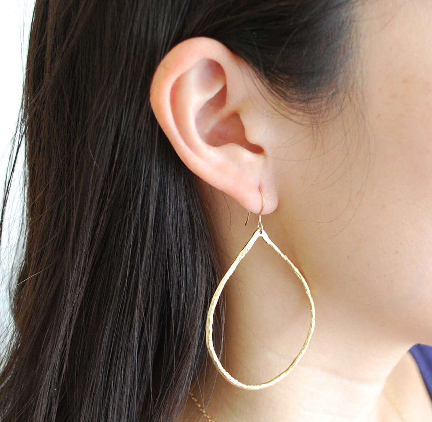 Gold teardrop hoop earrings Clearance