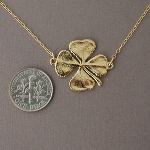 Double Connected Gold Four Leaf Clover Necklace also in sterling silver image 3