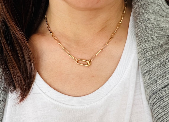 KIKICHIC | NYC | 18K Gold Carabiner Paper Clip Link Chain Necklace Sterling Silver 18K Gold Filled.