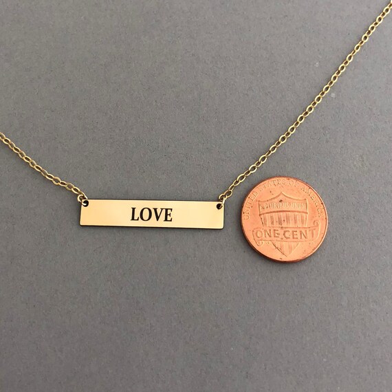 1.5 Inch Personalized Engraved Gold Bar Nameplate Necklace Rose Gold Fill Silver