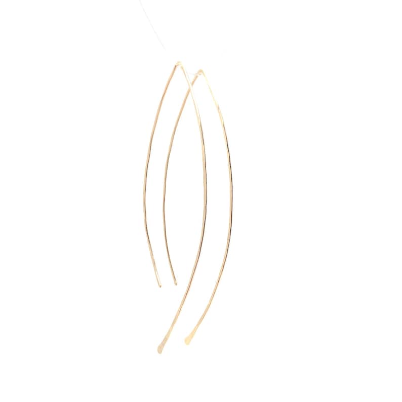Hammered Wire Wishbone Threader Earrings in Gold Fill Rose Etsy
