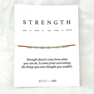 STRENGTH Morse Code Gold Fill Bracelet also available in Sterling Silver - Homemade Inspirational Gift - Custom Jewelry - Get Well Soon Gift